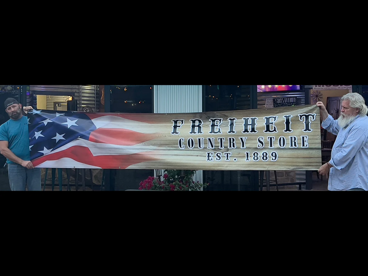 Freiheit Country Store American flag banner