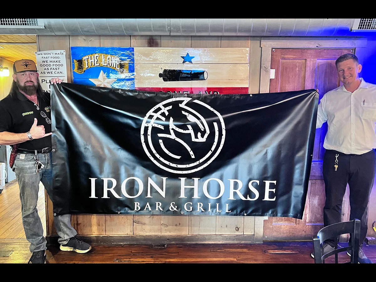 Iron Horse Bar & Grill premium black banner